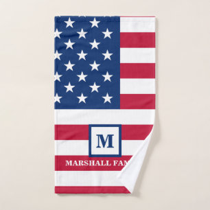 US-amerikanische Flagge Maßgeschneiderte Monogramm Handtuch
