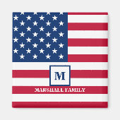 US-amerikanische Flagge Maßgeschneiderte Monogramm Magnet (Vorne)
