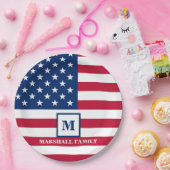 US-amerikanische Flagge Maßgeschneiderte Monogramm Pappteller (Party)