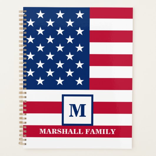 US-amerikanische Flagge Maßgeschneiderte Monogramm Planer (Vorderseite)