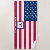 US-amerikanische Flagge Maßgeschneiderte Monogramm Strandtuch (Vorderseite)