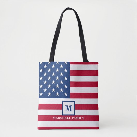 US-amerikanische Flagge Maßgeschneiderte Monogramm Tasche (Vorderseite)