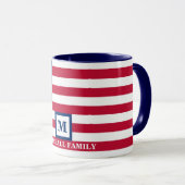 US-amerikanische Flagge Maßgeschneiderte Monogramm Tasse (VorderseiteRechts)