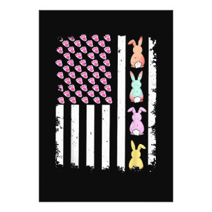 US-amerikanische Flagge mit Hase für den Ostersonn Fotodruck