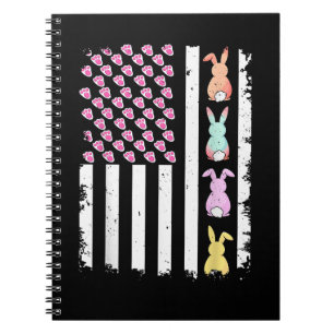 US-amerikanische Flagge mit Hase für den Ostertag Notizblock