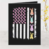 US-amerikanische Flagge mit Hase für Ostern Karte (Gelbe Blume)