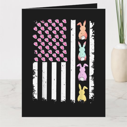 US-amerikanische Flagge mit Hase für Ostern Karte (Vorderseite)
