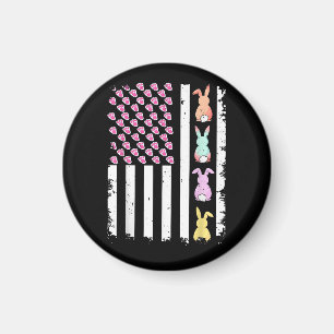US-amerikanische Flagge mit Hase für Ostern Magnet