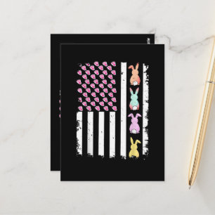 US-amerikanische Flagge mit Hase für Ostern Postkarte