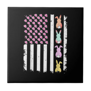 US-amerikanische Flagge mit Hase für Ostersonntag Fliese