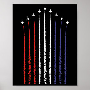 US-amerikanische Flagge mit Kampfjets zum 4. Juli Poster