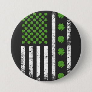 US-amerikanische Flagge mit Kleeblätter Runde Button