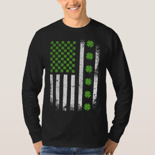 US-amerikanische Flagge mit Kleeblättern Männer LS T-Shirt