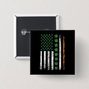 US-amerikanische Flagge mit Kleeblättern St. Patri Button