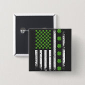 US-amerikanische Flagge mit Kleeblatts Square Button (Vorne & Hinten)