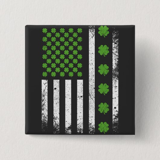 US-amerikanische Flagge mit Kleeblatts Square Button (Vorderseite)