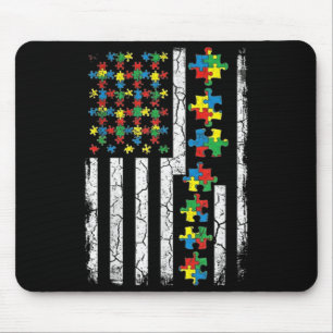 US-amerikanische Flagge mit Puzzles für den Tag de Mousepad