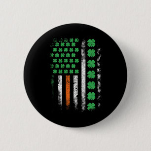 US-amerikanische Flagge mit Shamrocks für St. Patr Button