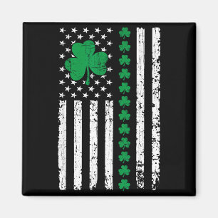 Us-amerikanische Flagge mit Shamrocks für St. Patr Magnet