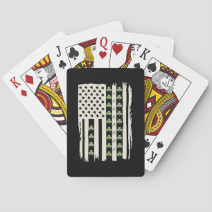 US-amerikanische Flagge mit Shamrocks für St. Patr Spielkarten