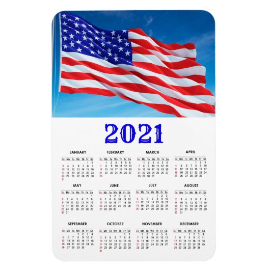 US-amerikanische Flagge | Patriotischer Kalender 2 Magnet (Vertikal)