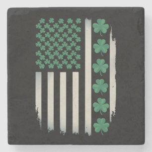US-amerikanische Flagge Shamrocks St Patricks Day Steinuntersetzer