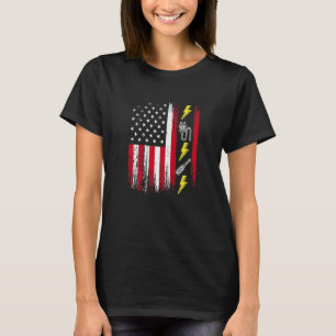 US-amerikanische Flagge Strom Elektriker Leitungsm T-Shirt