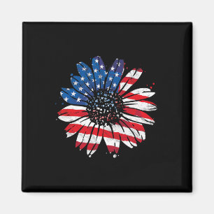 US-amerikanische Flagge Vintag Sonnenblumen Happy Magnet
