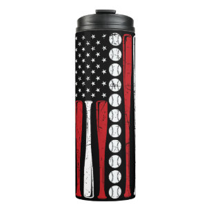 US-amerikanische Flagge Vintage Baseball-Flagge 4. Thermosbecher