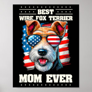 US-amerikanische Flagge Wire Fox Terrier 4. Juli P Poster