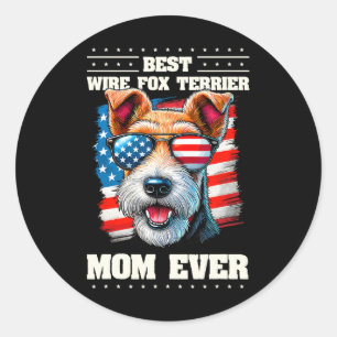 US-amerikanische Flagge Wire Fox Terrier 4. Juli P Runder Aufkleber