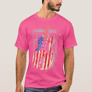 US-amerikanische Flaggengitarre 4. Juli Gitarrist  T-Shirt