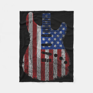 US-amerikanische Flaggengitarre Funny US Gitarrist Fleecedecke