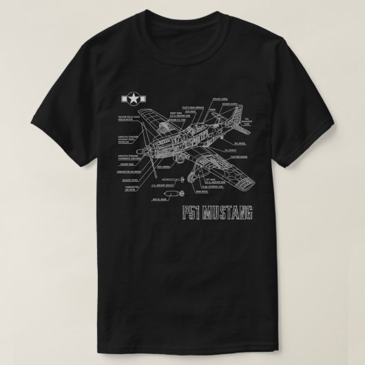 US-amerikanische P51 Mustang Fighter Flugzeug blu T-Shirt (Design vorne)