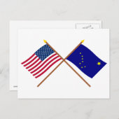 US-amerikanische und Alaska überquerten Flaggen Postkarte (Vorne/Hinten)