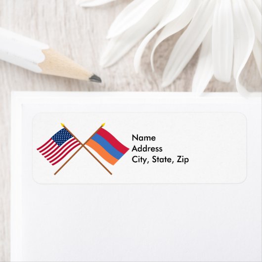 US-amerikanische und armenische Grenzflaggen (Insitu)