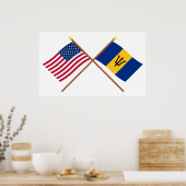 US-amerikanische und Barbados-überquerte Flaggen Poster (Küche)