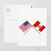 US-amerikanische und peruanische Flagge Postkarte (Vorne/Hinten)