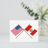 US-amerikanische und peruanische Flagge Postkarte (Stehend Vorderseite)