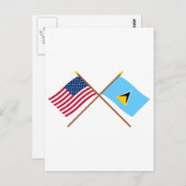 US-amerikanische und St. Lucia-Kreuzflaggen Postkarte (Vorne/Hinten)