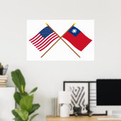 US-amerikanische und taiwanesische Grenzflaggen Poster (Heimbüro)