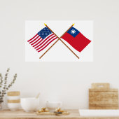 US-amerikanische und taiwanesische Grenzflaggen Poster (Küche)