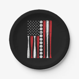 US-amerikanische Vintage-Baseballflagge zum 4. Jul Pappteller