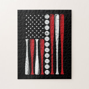 US-amerikanische Vintage-Baseballflagge zum 4. Jul Puzzle