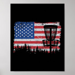 Us-amerikanischer Flagge Disc Golf Korb Frisbee Vi Poster