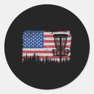 Us-amerikanischer Flagge Disc Golf Korb Frisbee Vi Runder Aufkleber