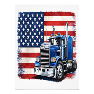US-amerikanischer Flagge Sattelzugfahrer Fotodruck