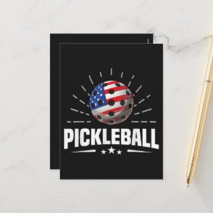 US-amerikanischer Flaggen-Pickleball-Spieler Feiertagspostkarte