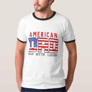 US-amerikanischer VATER RED Blue Vatertag Weiß T-Shirt