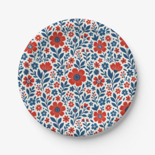 US-amerikanisches Blumenmuster Pappteller